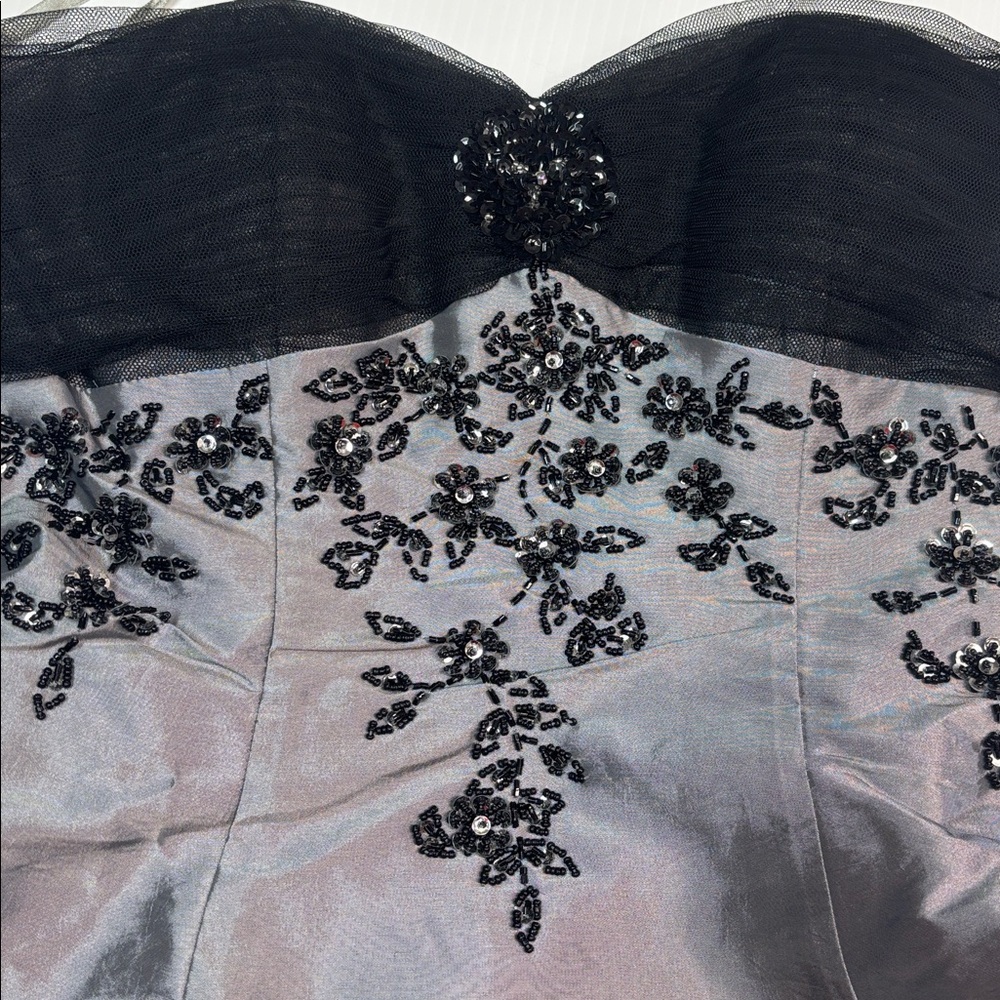 Elegant Strapless Black and Gray Dress - Picture 4 of 8